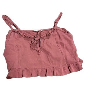 L.A. Hearts: PacSun blush pink crop top with ruffles.